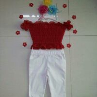 Set áo dún đỏ quần trắng