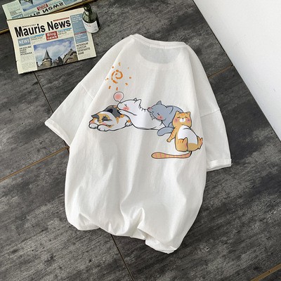 Áo phông, áo thun nam nữ form rộng tay lỡ Unisex ĐÀN MÈO LƯỜI Từ 50-70kg | BigBuy360 - bigbuy360.vn