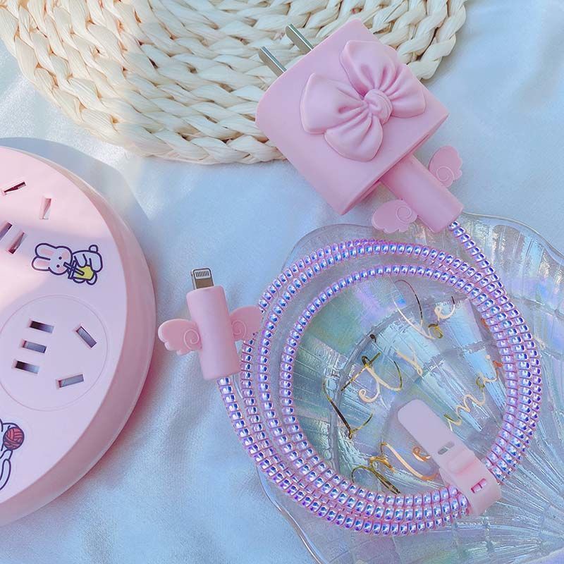 Phụ Kiện Bảo Vệ Dây Cáp Sạc soft silicone bow style chargering cover compatible for