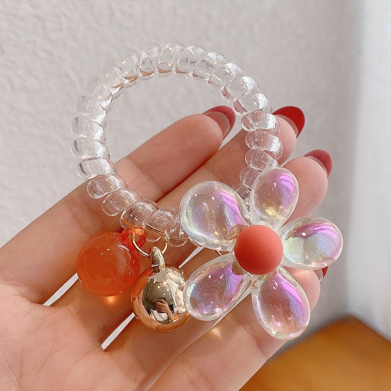 Dây Cột Tóc Đính Hạt Nhiều Màu Hình Hoa Cúc Nhỏ Xinh Xắn Phong Cách Hàn Quốc Cho Bé Gái