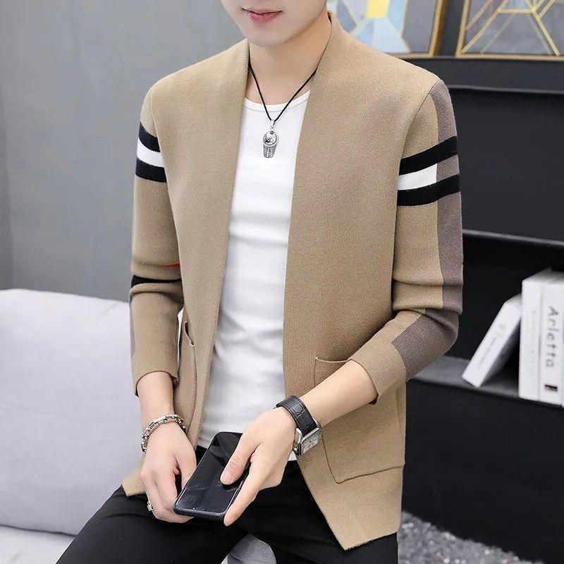 Áo Khoác cardigan Dệt Kim Cổ Đứng Phong Cách Hàn Quốc Thời Trang Xuân Thu Cho Nam
