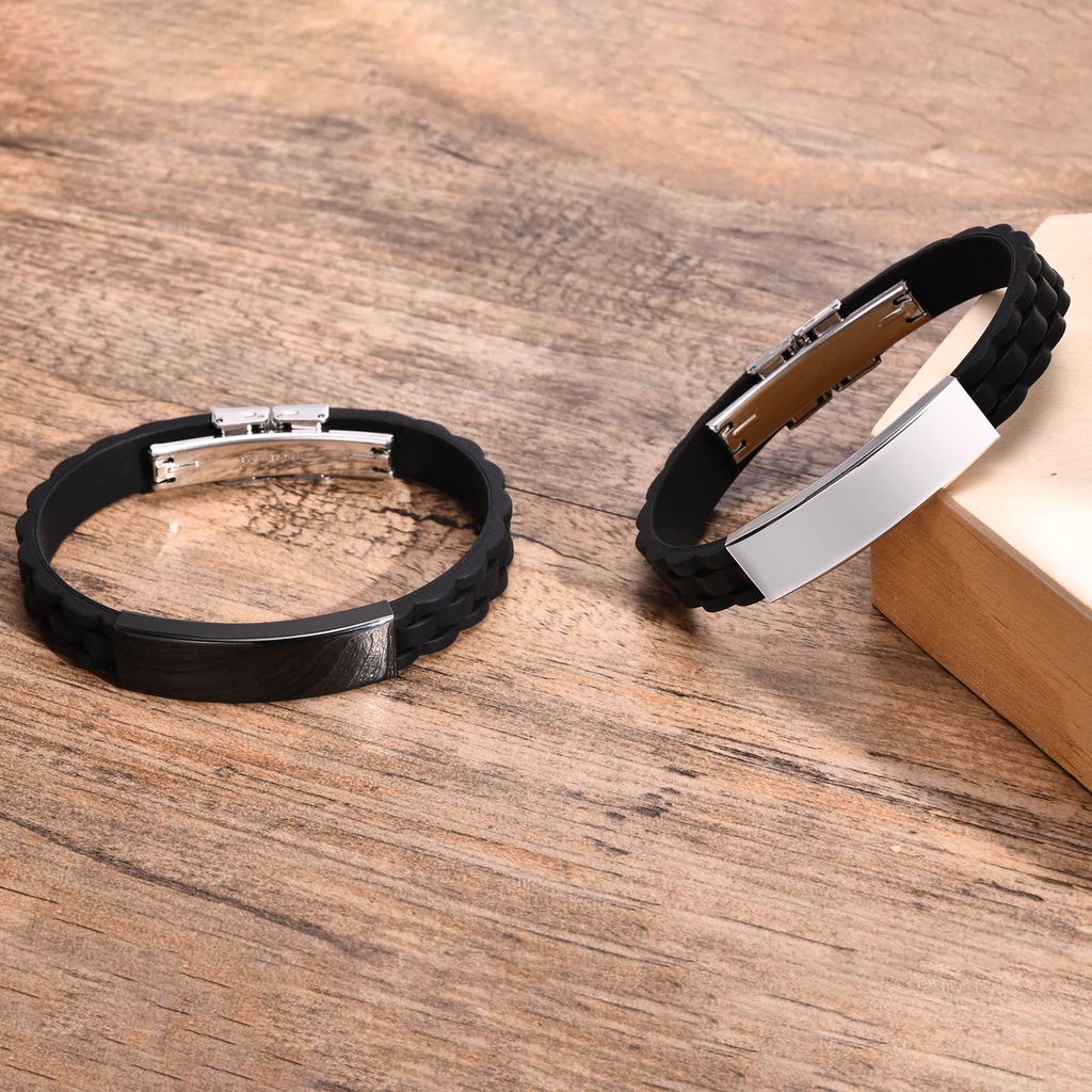 Vnox Vòng Tay Silicone Khắc Tên Thời Trang Cho Nam