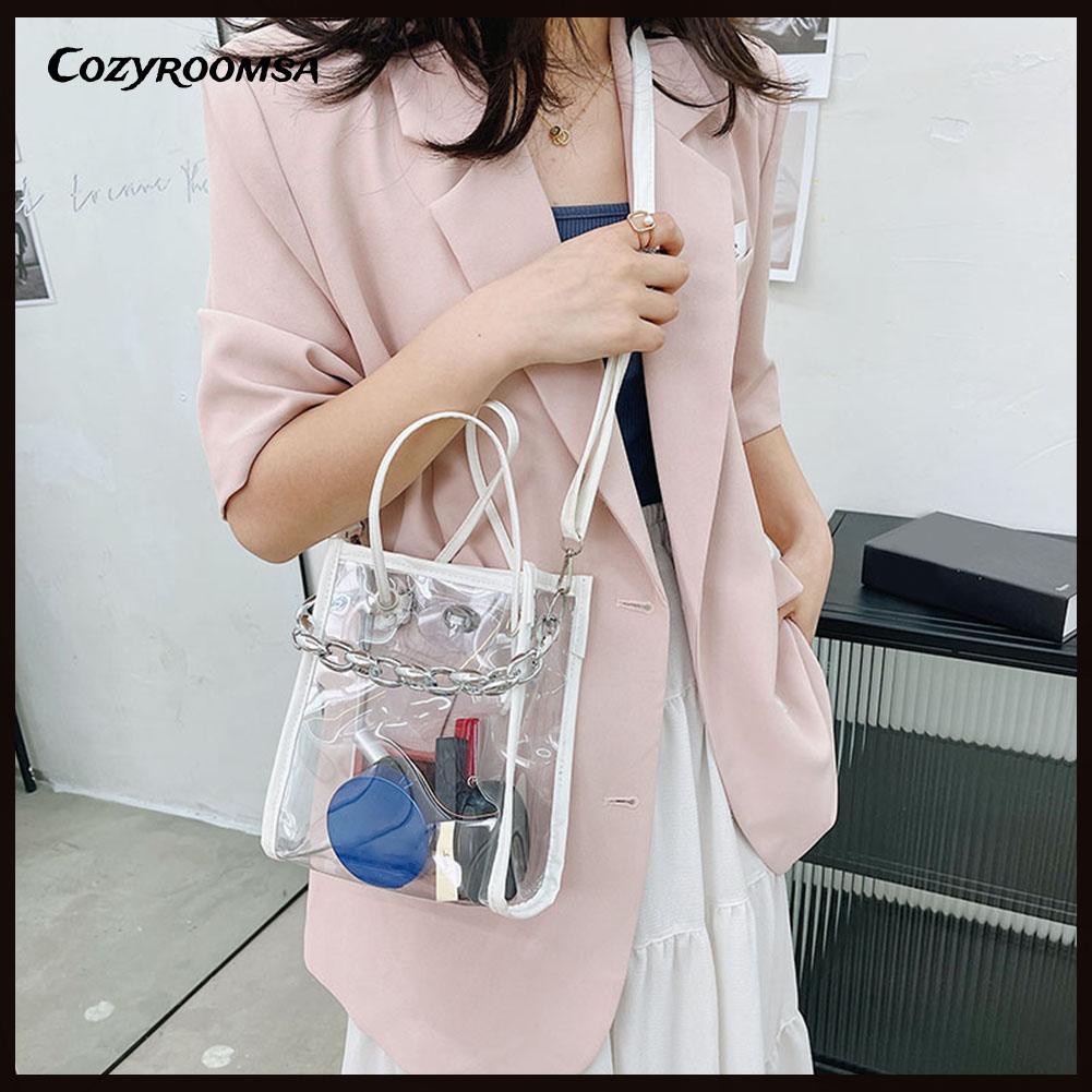 Fashion Women Summer Clear Shoulder Bag Casual Chian Top-handle Handbags