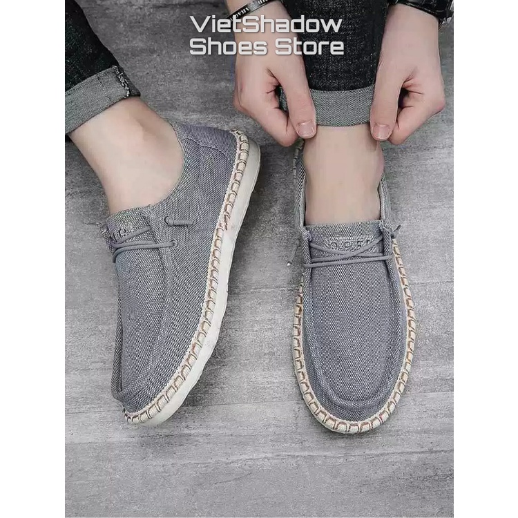 Giày lười vải nam - Chất liệu vải bố 3 màu đen, ghi và kaki - Mã 891