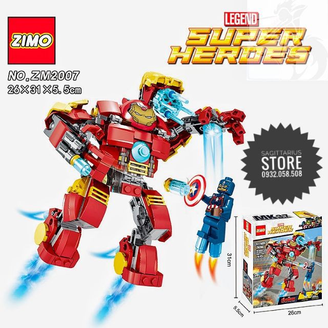Lego Zimo ZM2007 Lắp Ráp SuperHeroes Ironman MK37