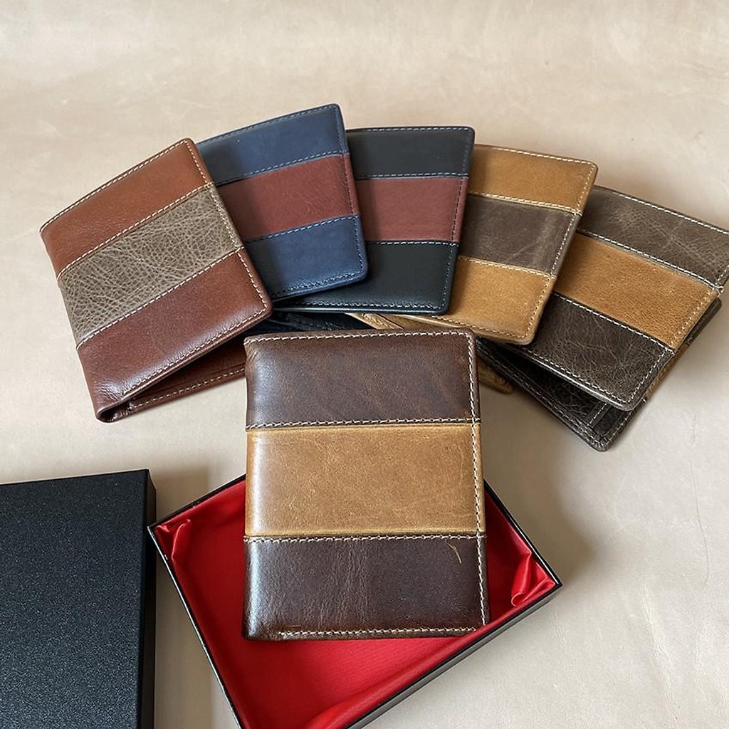 Ví nam cầm tay dạng đứng không logo thiết kế 3 sọc sang trọng độc lạ - VI0219