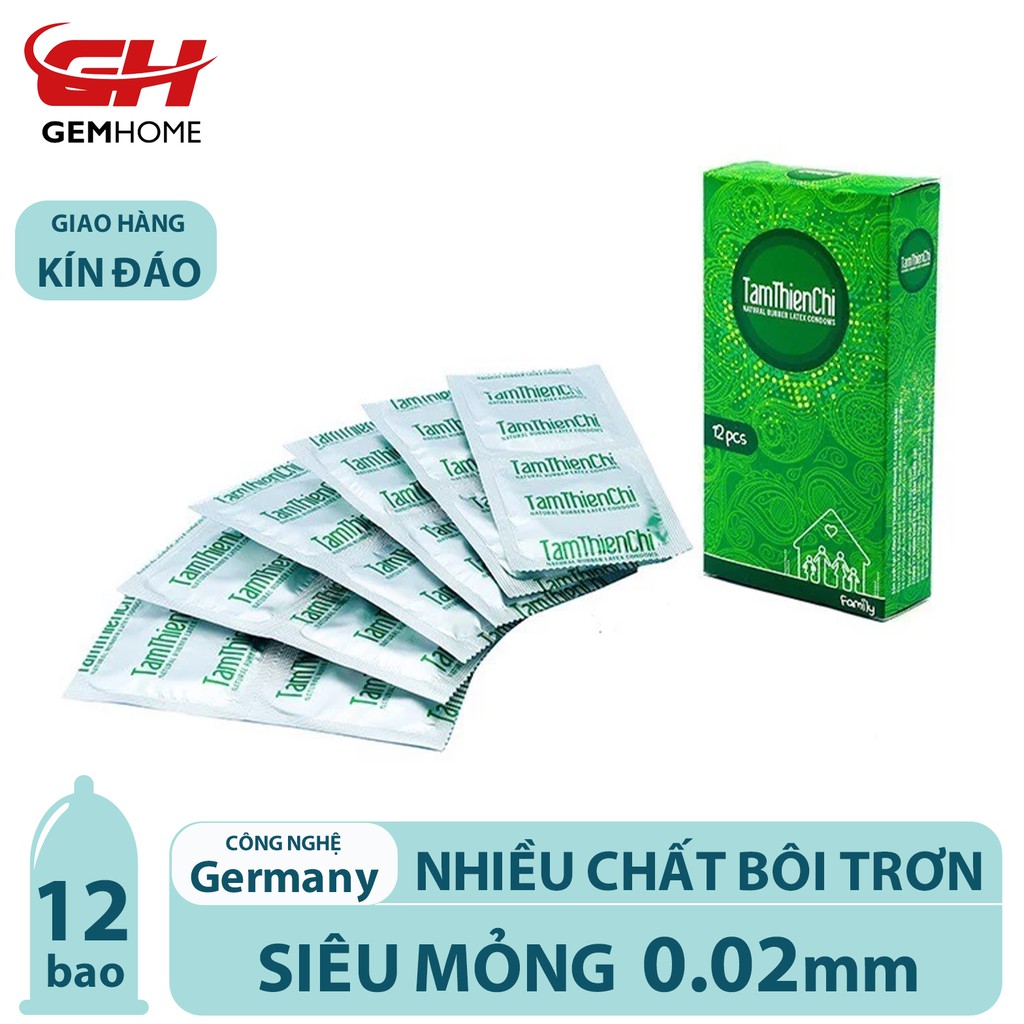 Combo Bao Cao Su mỏng Tâm Thiện Chí và bcs Rocmen xanh kéo dài thời gian GEMHOME