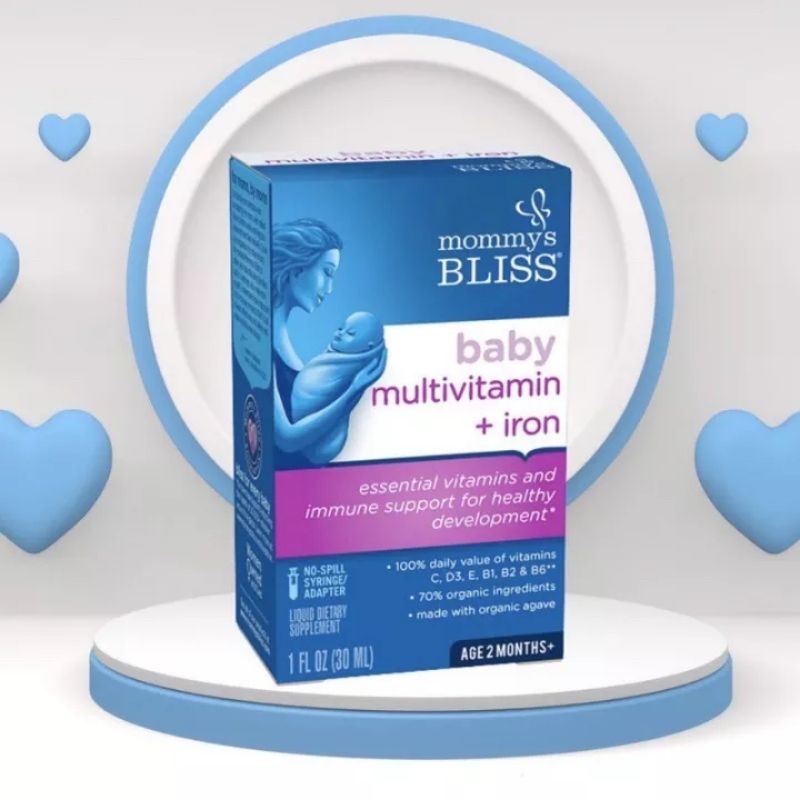 Vitamin tổng hợp chứa sắt hữu cơ Mommy's Bliss cho bé từ 2 tháng tuổi -30ml