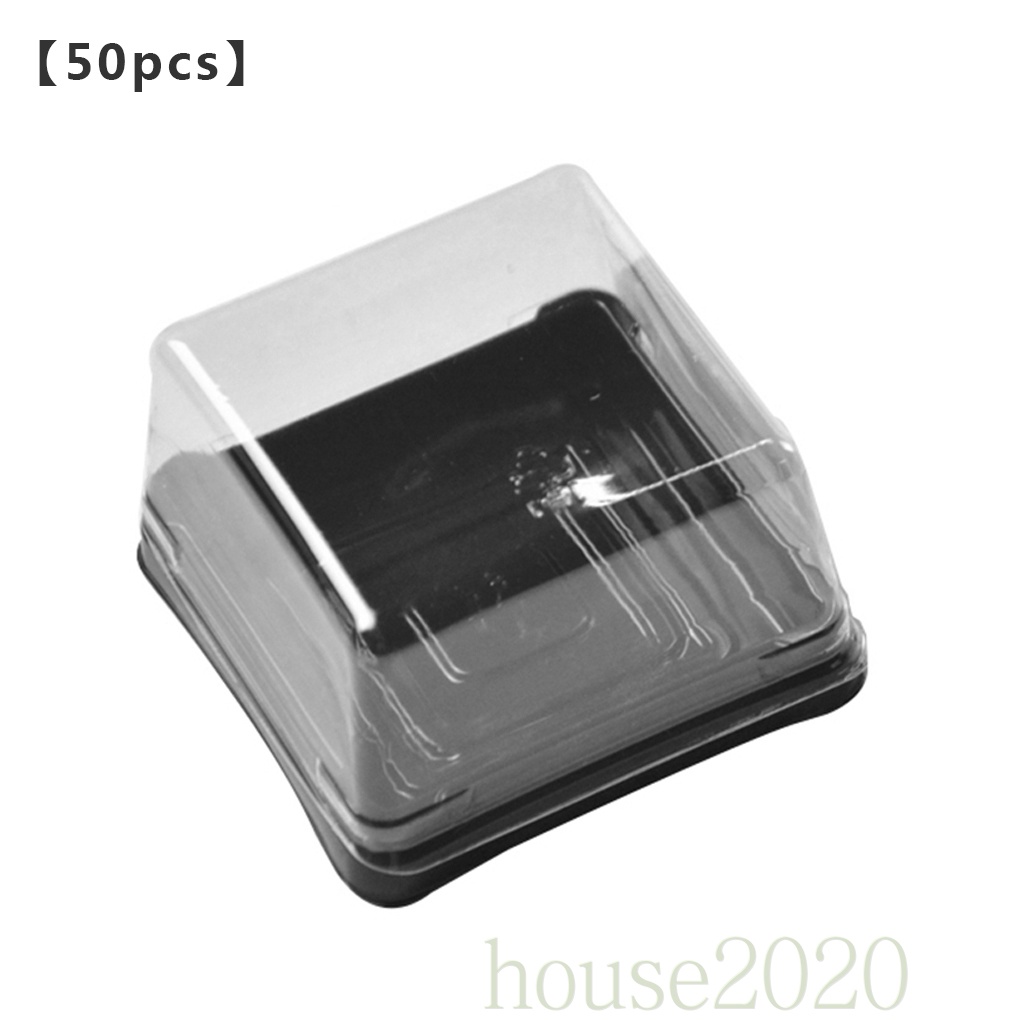 Set 50 Hộp Nhựa Trong Suốt Hình Vuông Mini Đựng Bánh Cupcake Kèm Nắp Đậy 2020 Đen
