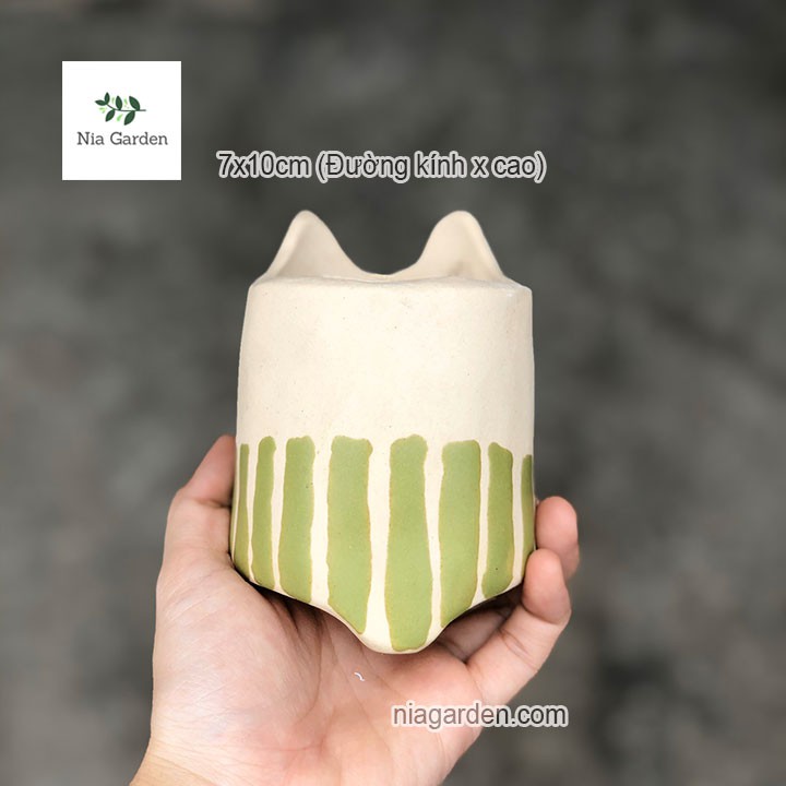 Chậu chó xanh lá trồng cây để bàn sen đá mini xương rồng Nia Garden N4