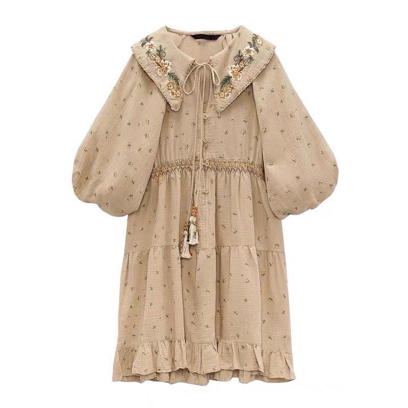Đầm vải thô hoa nhí vintage mẫu Zara xuất dư xịn like aut 99% mẫu mới 2022