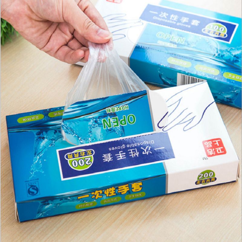 Hộp Bao Tay Nilon 200 Cái = 100 Đôi Dùng 1 Lần, Làm Bếp Tiện Dụng,Nội Trợ,Thực Phẩm Có Hộp Đựng Sạch Đẹp