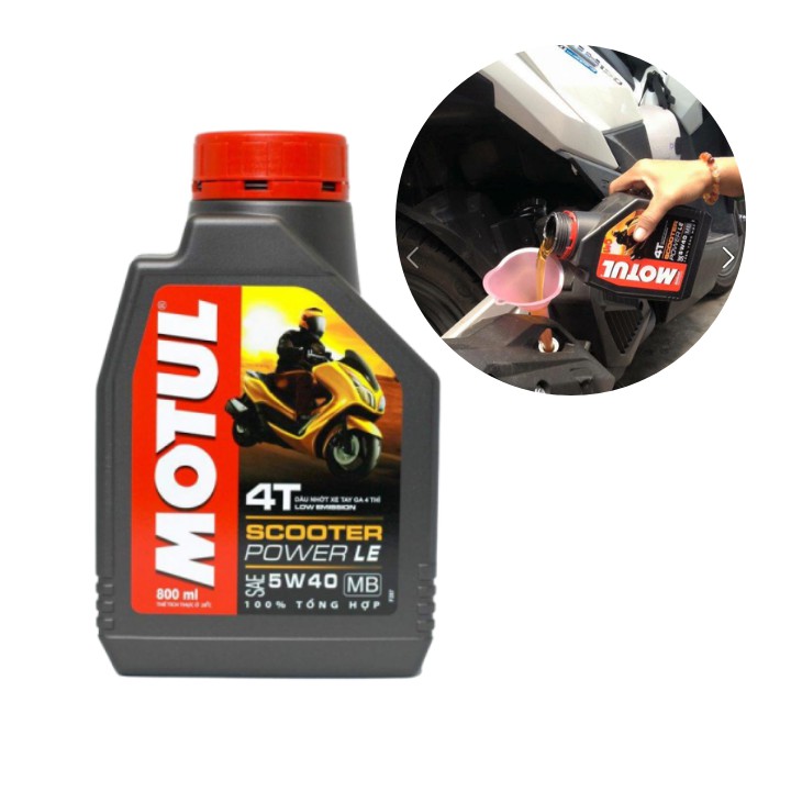 Dầu nhớt cho Xe Tay Ga Motul Scooter Power LE 5W40 0.8 Lít. tăng bàn chải chà sên