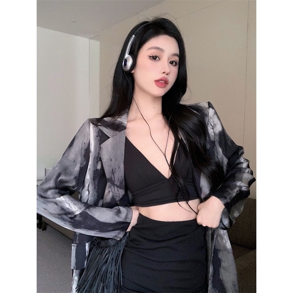 TKLIHN Áo khoác Blazer sơ mi Ulzzang loang màu HOT FASHIONITA 2022