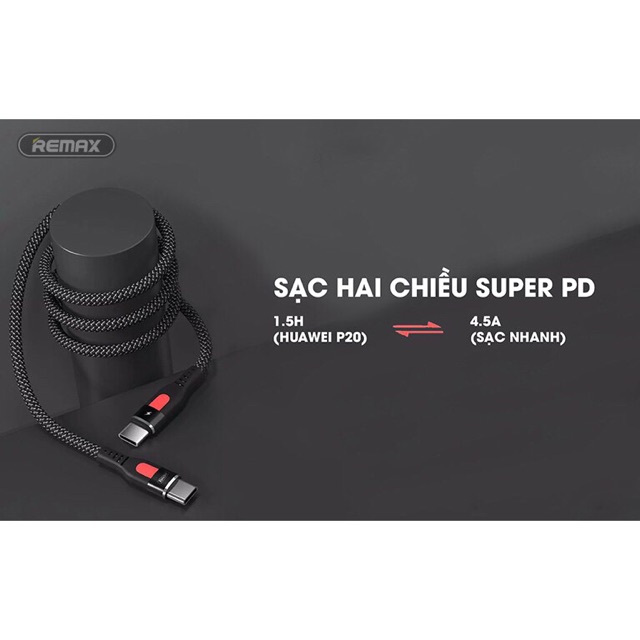 Cáp sạc nhanh type c đến type c Remax rc-151 chính hãng