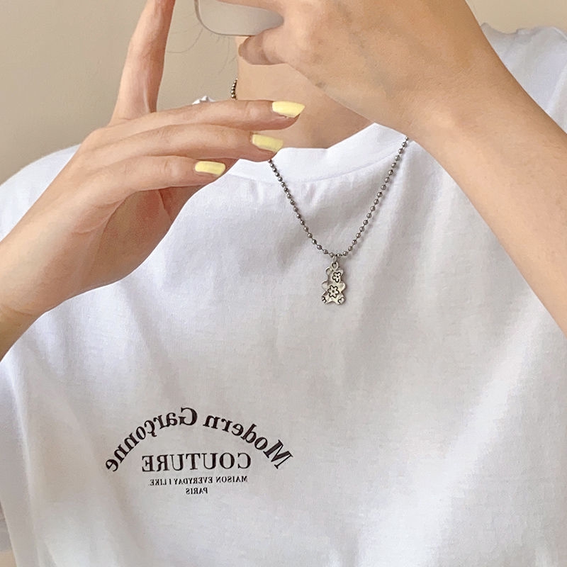 Dây chuyền kiểu xích mặt hình gấu phong cách thời trang hip hop