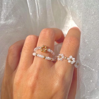 Handmade - Nhẫn hạt cườm hoa