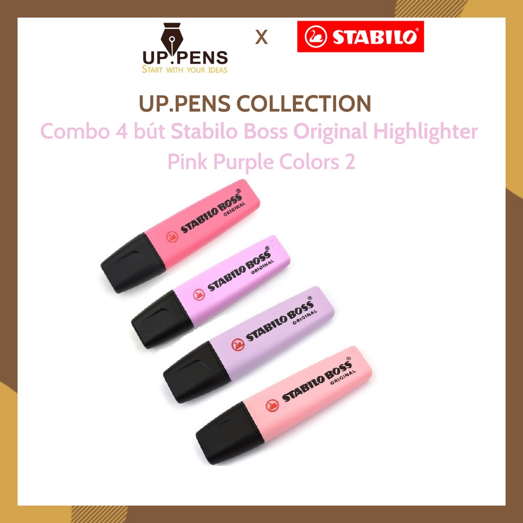 Combo 4 bút dạ quang Stabilo Boss Original Highlighter – UP.PENS Collection – Pink Purple Colors 2