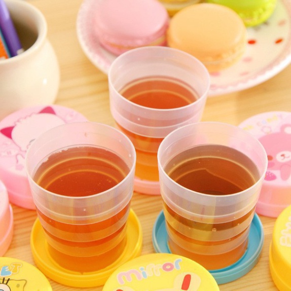 Cốc Nhựa 💕𝑭𝒓𝒆𝒆𝒔𝒉𝒊𝒑💕 Cốc Nhựa Có Nắp Gấp Gọn Du Lịch Hoạt Hình