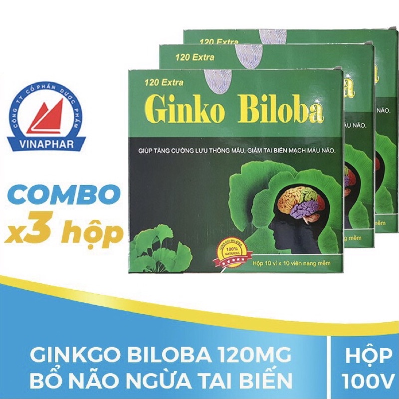 GINKGO BILOBA 120mg  -Bổ não, Hoạt huyết dưỡng não, tăng cường lưu thông máu não