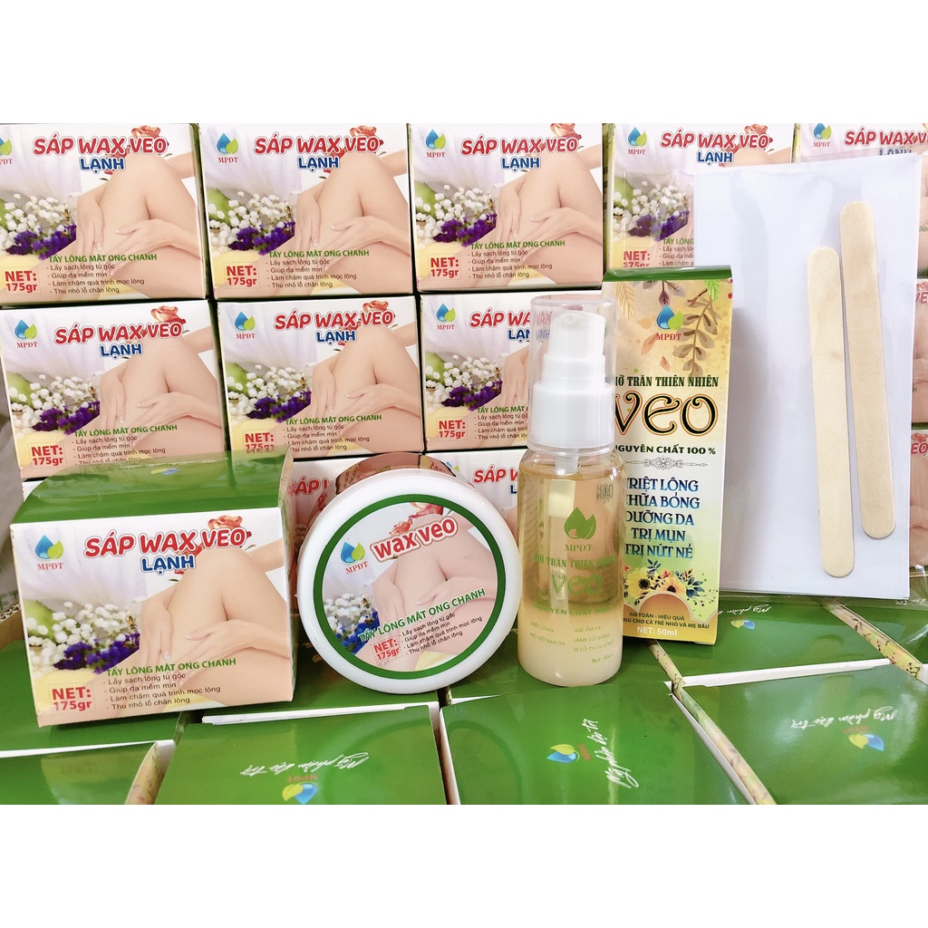 Combo gel wax lông veo 175gr và mỡ chăn 50g giúp tẩy sạch mọi vùng lông an toàn hiệu quả [Kèm giấy wax và que gạt]