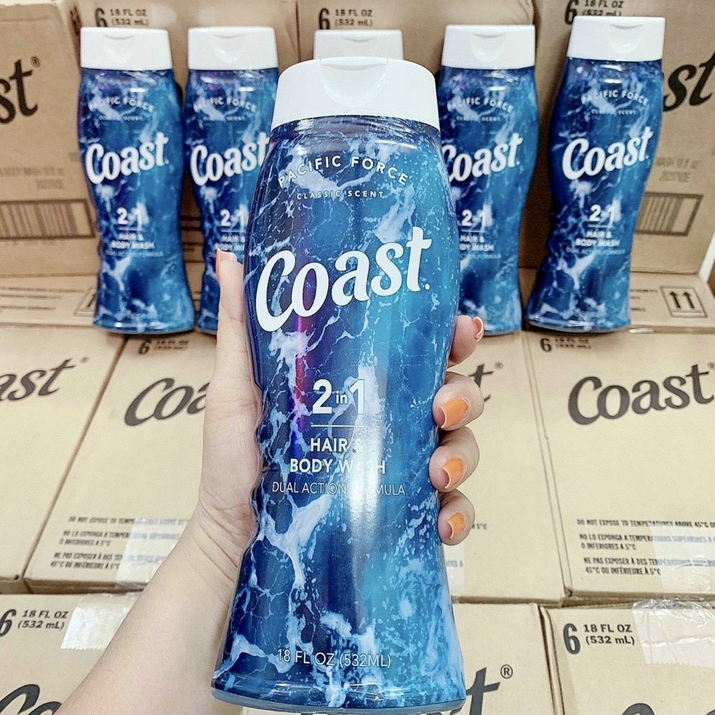 [ Hàng USA] Sữa Tắm dầu gội Coast Mỹ 532ml dành cho Nam 2 in 1