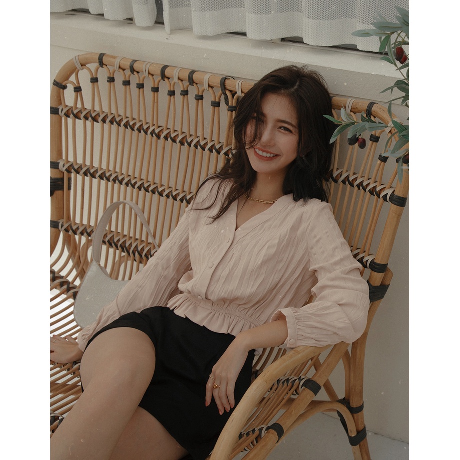 Áo croptop cổ V tay dài ôm eo nữ Air Space 2131821026