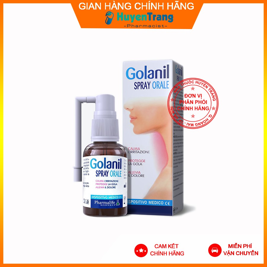 Golanil Spray Orale - Giúp giảm ho, viêm họng, nóng rát họng, thông họng tức thì (Lọ 30ml)