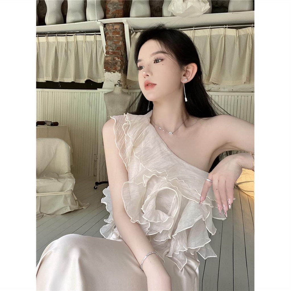 Set Áo Chiffon Phối Bèo Và Chân Váy Lưng Cao Thời Trang Mùa Hè 2022 Phong Cách Pháp Thanh Lịch Cho Nữ