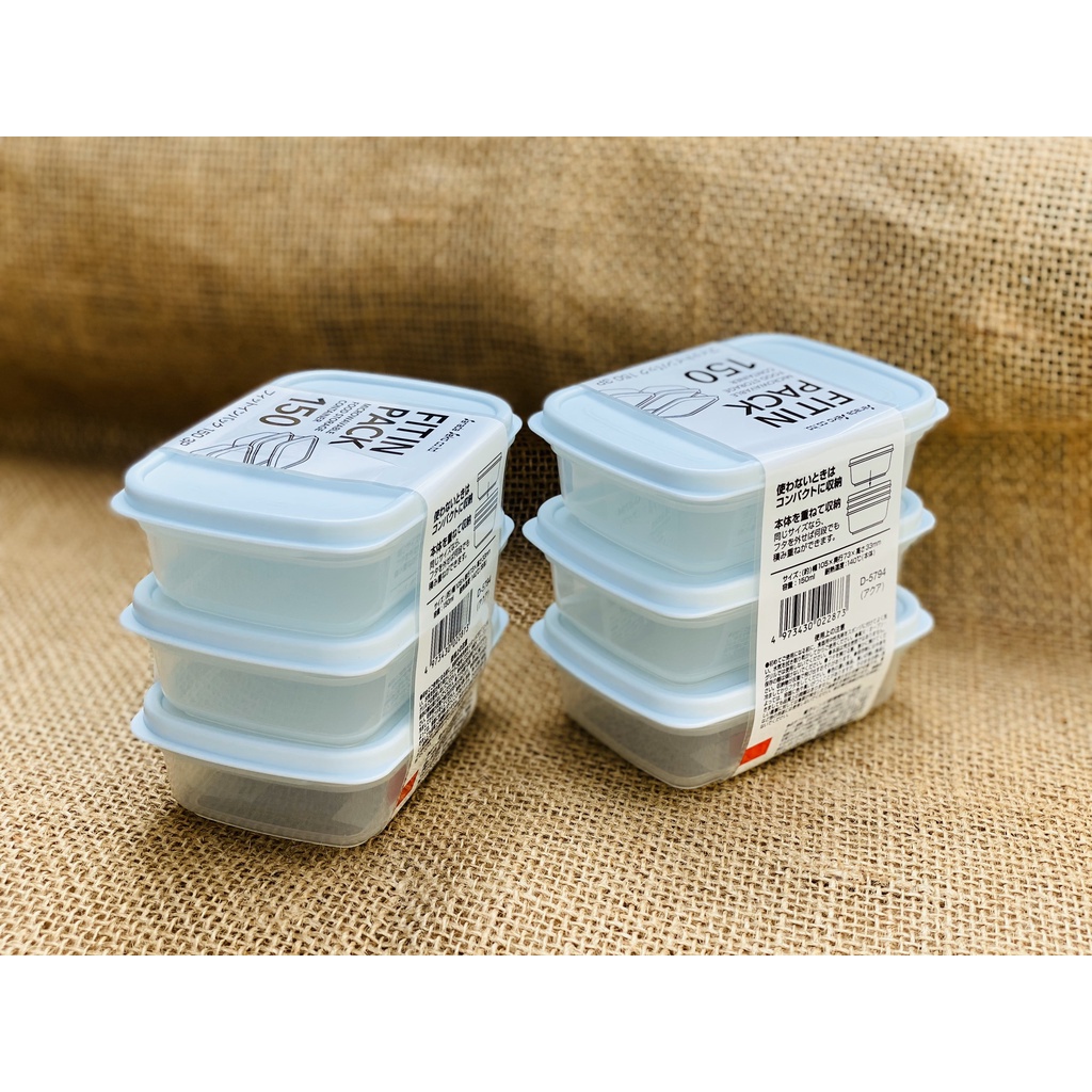 Set 3 hộp nhựa nắp dẻo 150ml nội địa Nhật Bản
