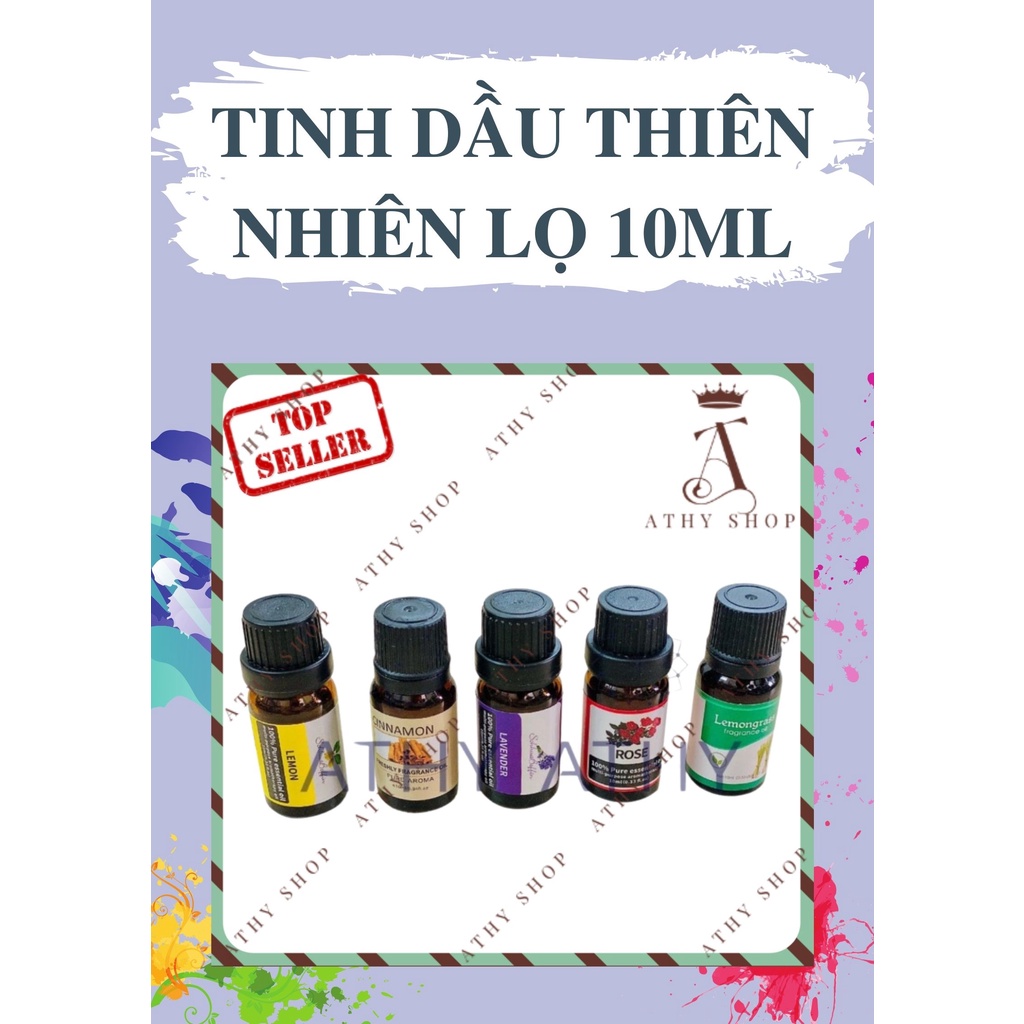LỌ TINH DẦU THIÊN NHIÊN 10ML HƯƠNG CHANH SẢ LAVENDER HOA HỒNG QUẾ, dùng cho máy xông khuếch tán, thơm phòng aroma oil