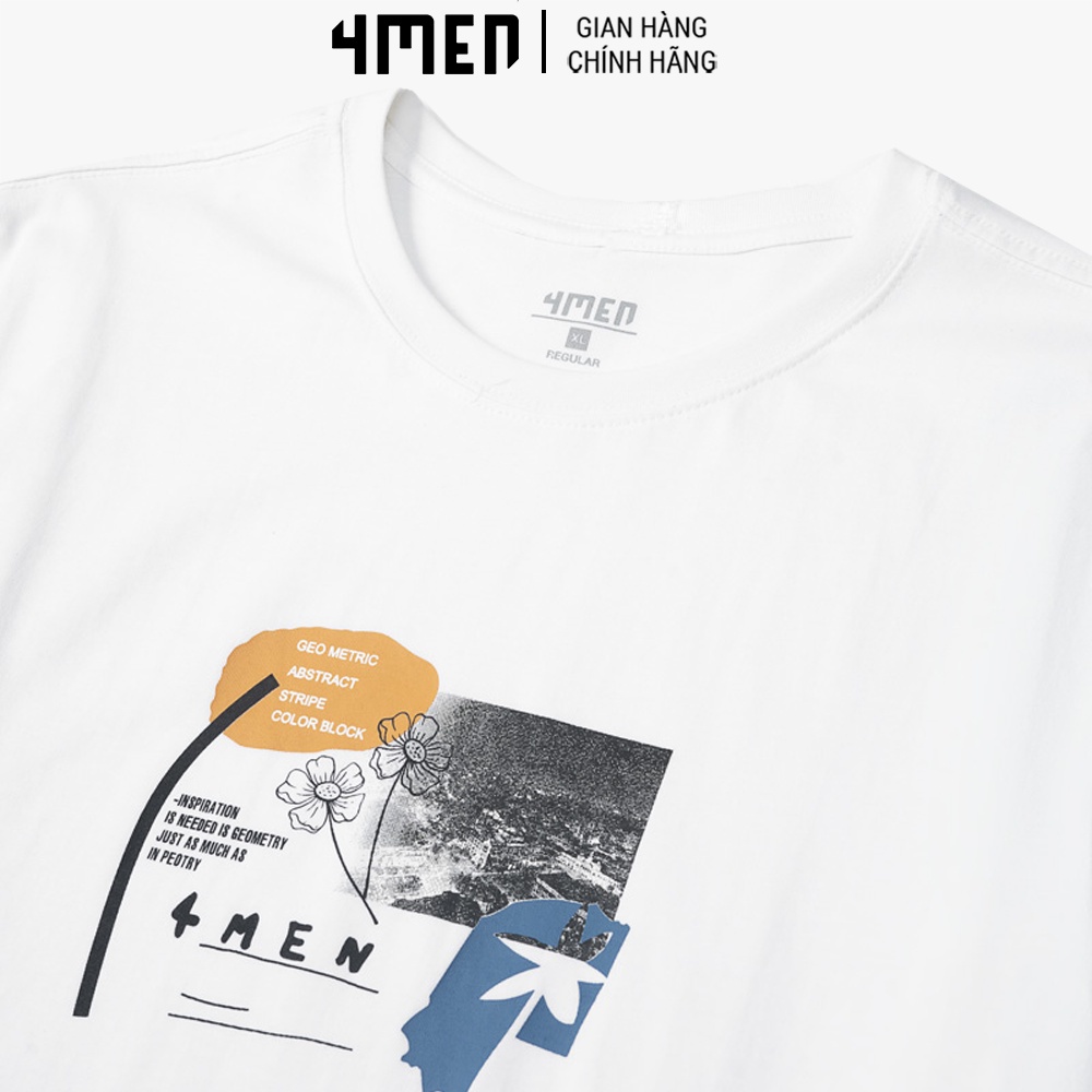 Áo Thun Nam Form Regular Graphic 4MEN AT108 tay ngắn phối trẻ trung, màu basic dễ phố đồ, vải thoáng mát, co giãn tốt