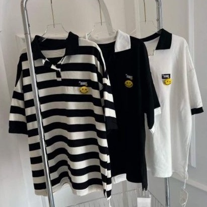 Áo polo tag mặt cười in lưng hàng QCL1