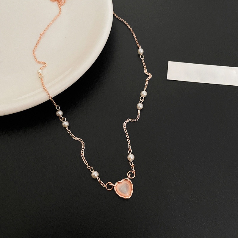 Vòng cổ MANYUE mặt hình trái tim đính ngọc trai giả phong cách thời trang mới cho nữ