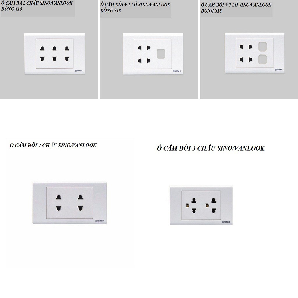 Ổ CẮM ĐÔI SINO,Ổ CẮM BA SINO,Ổ CẮM ĐÔI 3 CHẤU,2Ổ CẮM 2 CÔNG TẮC,1 C TẮC 2 Ổ CẮM