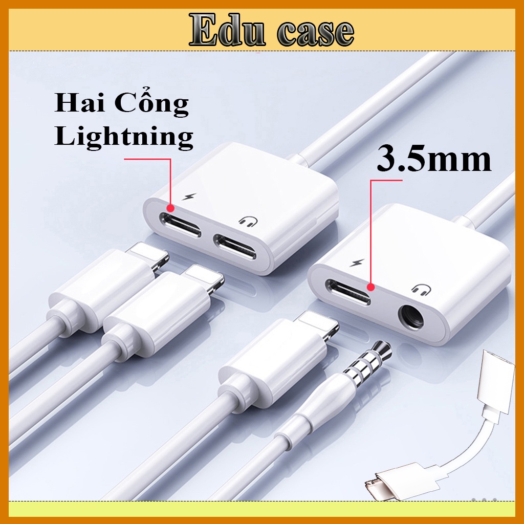 Jack Chuyển Đổi + Jack Chia Cổng Vừa Sạc- Vừa Sử Dụng Tai Nghe - Hỗ Trợ Mic Cho táo 6 đến 13 pro max