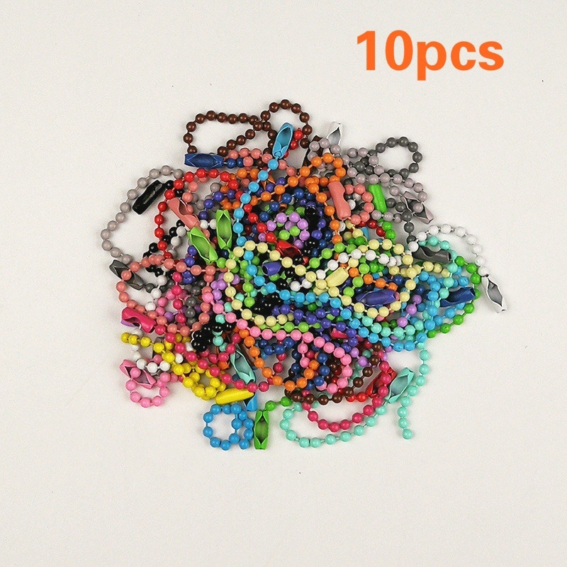 Bộ 10 chuỗi hạt tròn nhiều màu bằng kim loại