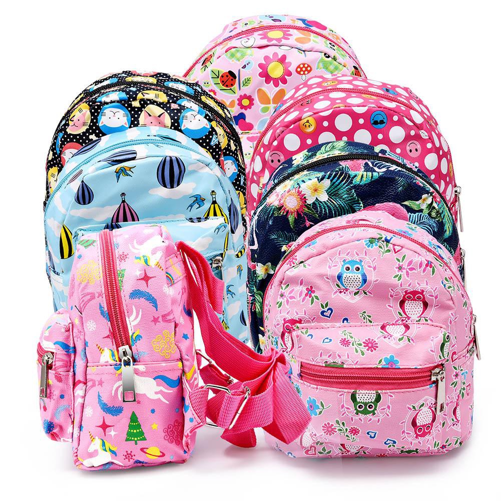 ♚Frendyest♚Fashion Children Girls Mini Backpack 3D Colorful Floral Print School Bags