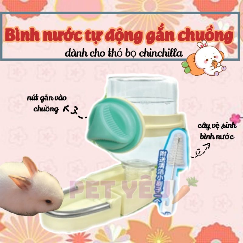 Bình nước tự động gắn chuồng ❤dành cho thỏ bọ chinchilla