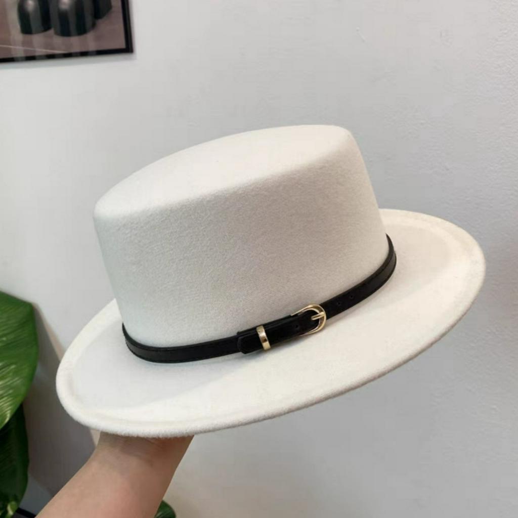 Mũ Dạ Đỉnh Bằng Đai Da Thời Trang