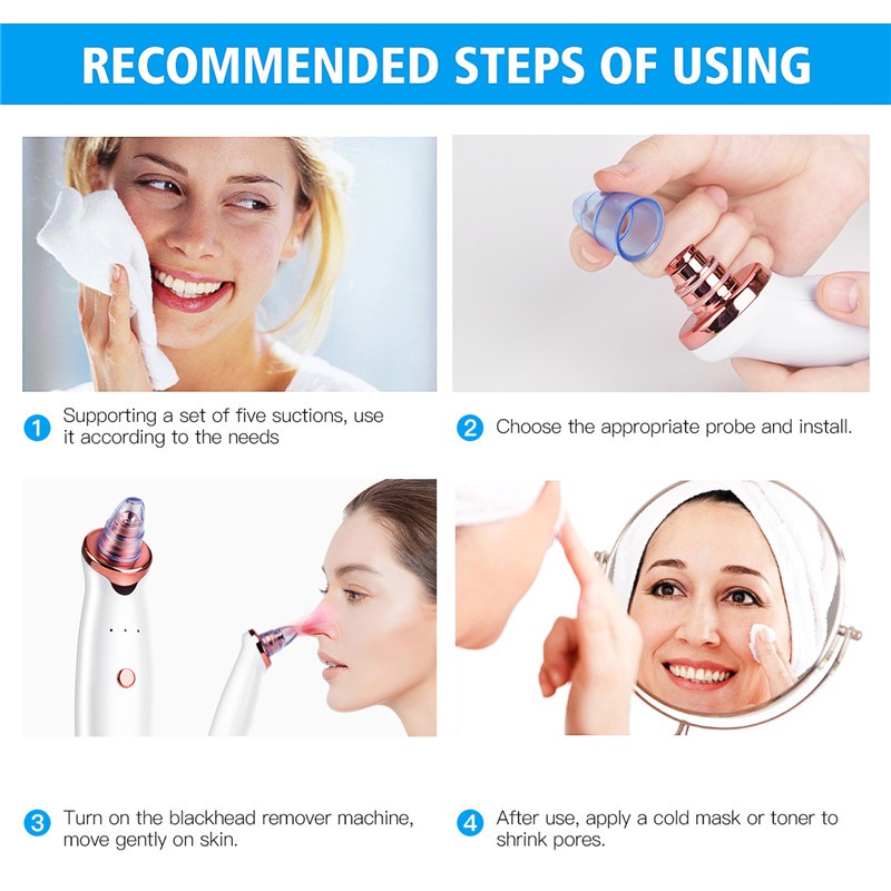 Blackhead Remover Face Deep Nose Cleaner T Zone Pores Acne Spine Removal Vacuum Suction Facial Diamond Beauty Clean Skin Tool