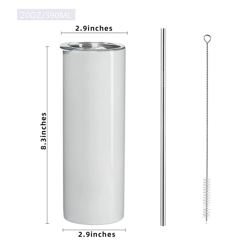 Set 4 Cốc Nước 20 Oz Bằng Thép Không Gỉ Có Nắp Đậy Và Ống Hút
