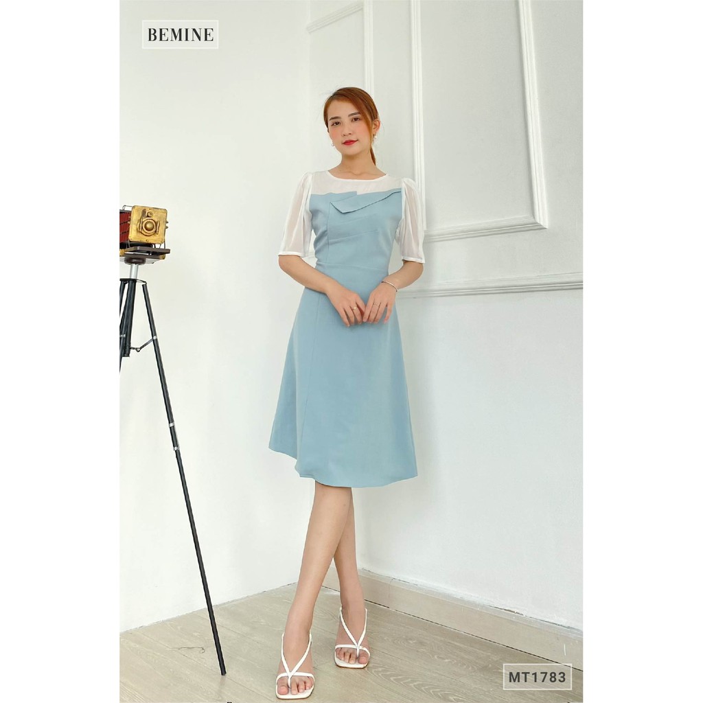 Đầm cúp ngực phối voan BEMINE MT1783XANH | BigBuy360 - bigbuy360.vn