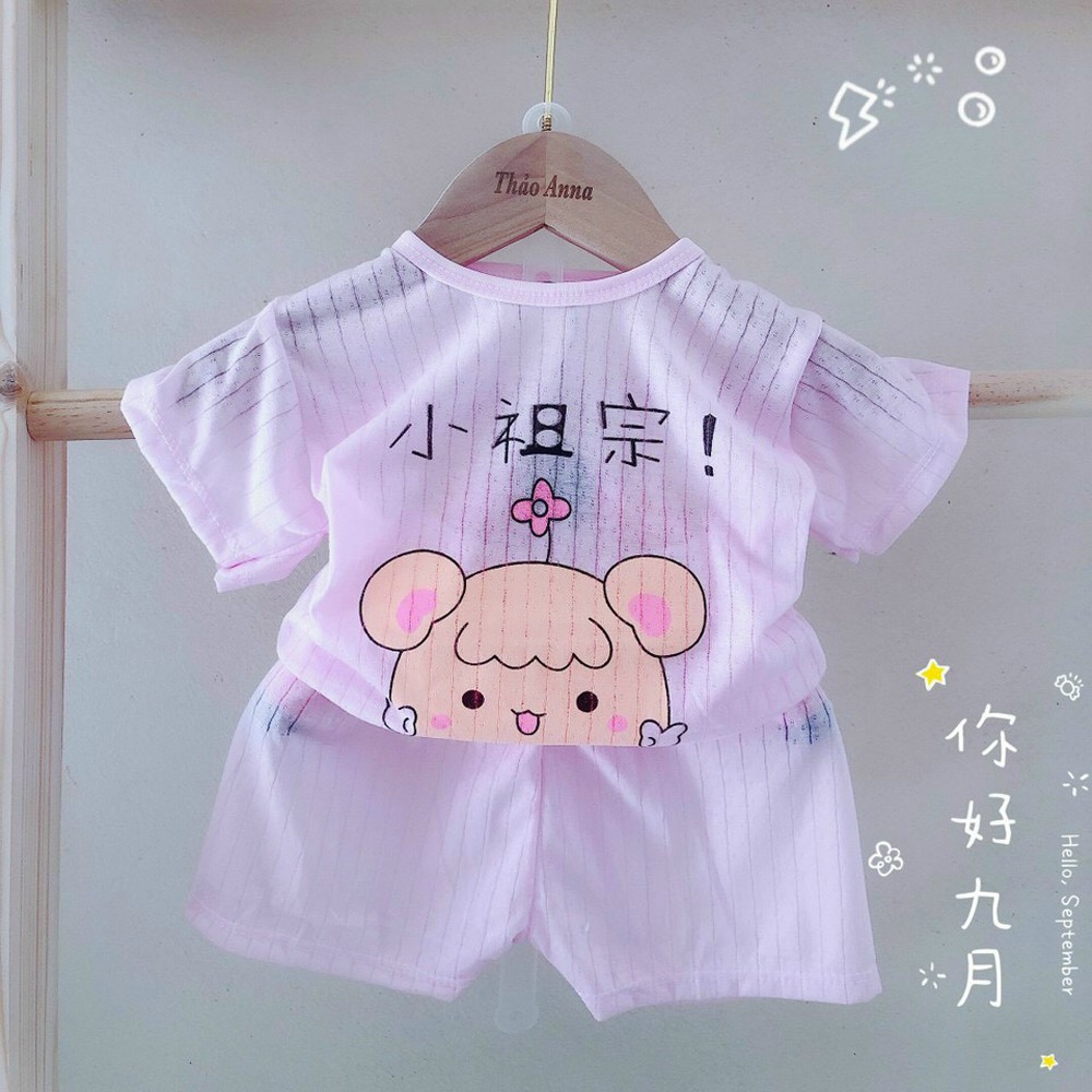 Bộ cotton giấy cộc tay, ngắn tay màu cho bé trai, bé gái, hàng loại 1, size 4-15kg _ B5