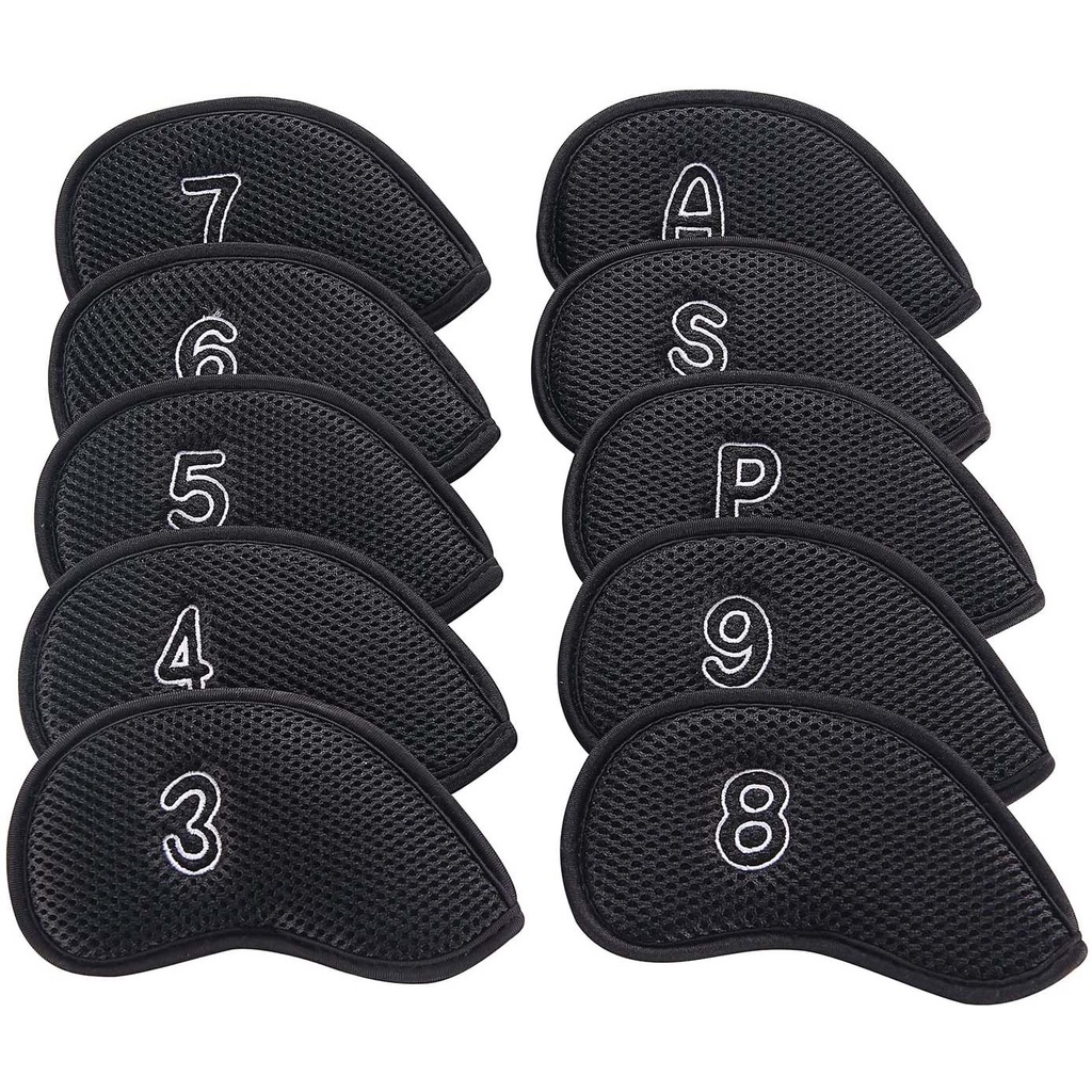 LANFY Sports Golf Club Cover Durable Golf Putter Accessories Golf Headcovers With Number Design Iron pole cover Protective Cover 3,4,5,6,7,8,9,P,S,A Golf Head Cover Golf Putter Golf Iron Covers Set blue/red/black