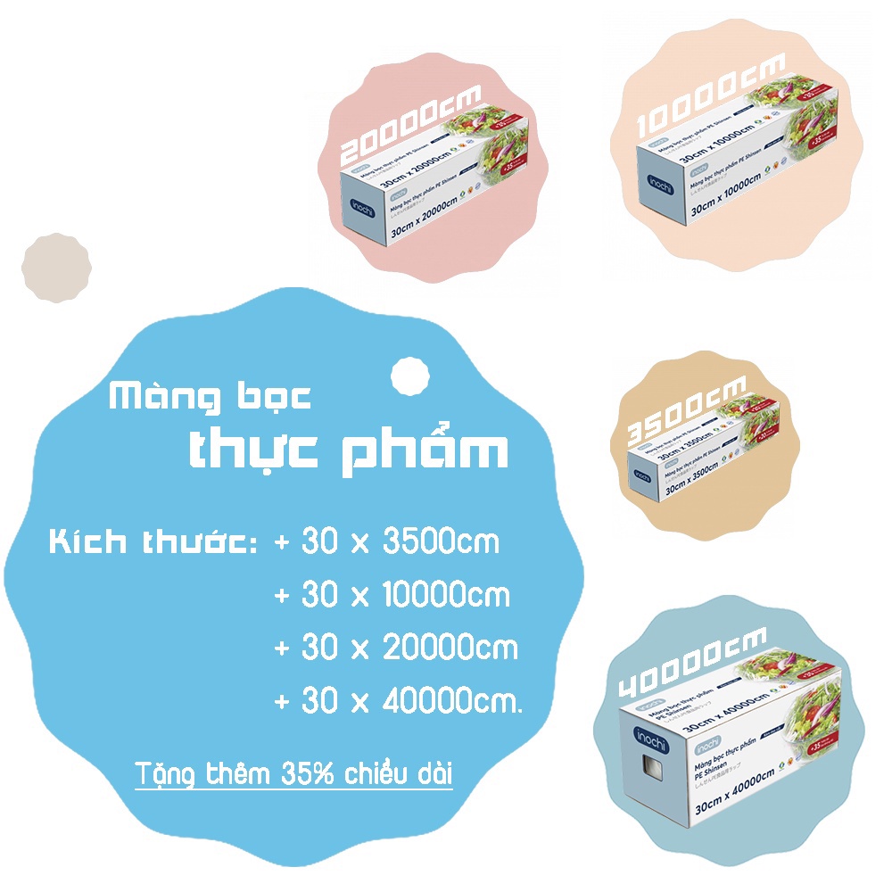 Màng Bọc Thực Phẩm Shinsen INOCHI - Màng PE Co Giãn Loại Hộp Có Dao Cắt Bảo Quản Thức Ăn