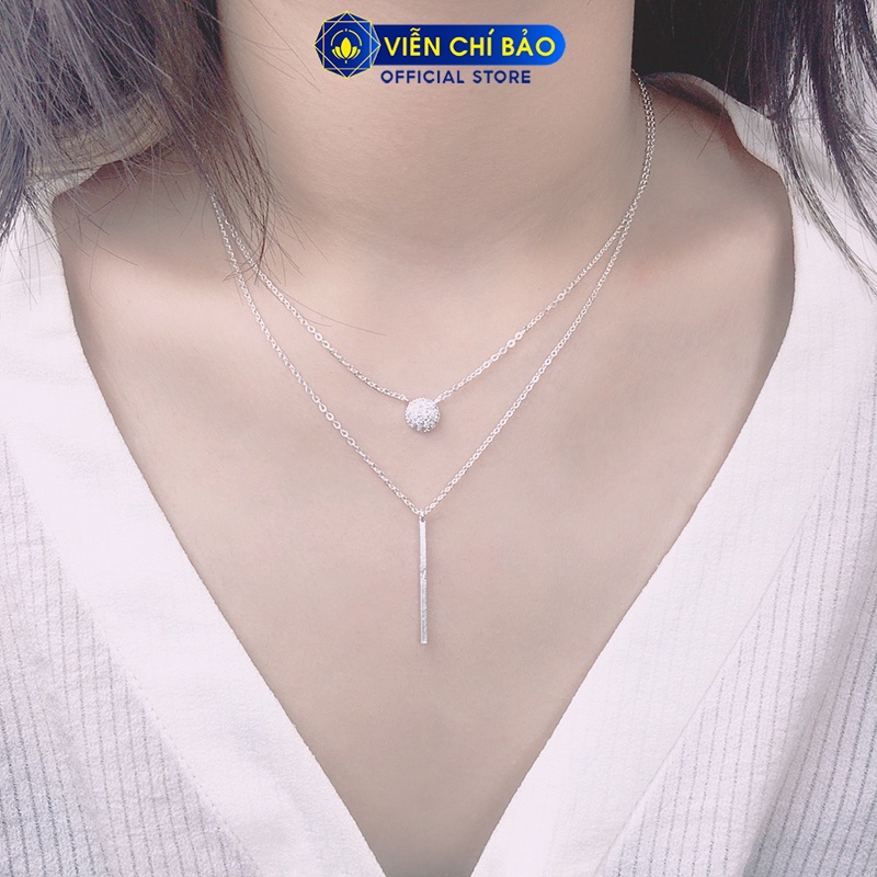 Dây chuyền bạc nữ 2 tầng mặt tròn chất liệu bạc 925 thời trang phụ kiện trang sức nữ Viễn Chí Bảo D400348x