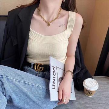 Áo Dệt Kim Hai Dây Ôm Dáng Màu Trắng Thời Trang Mùa Hè Cho Nữ