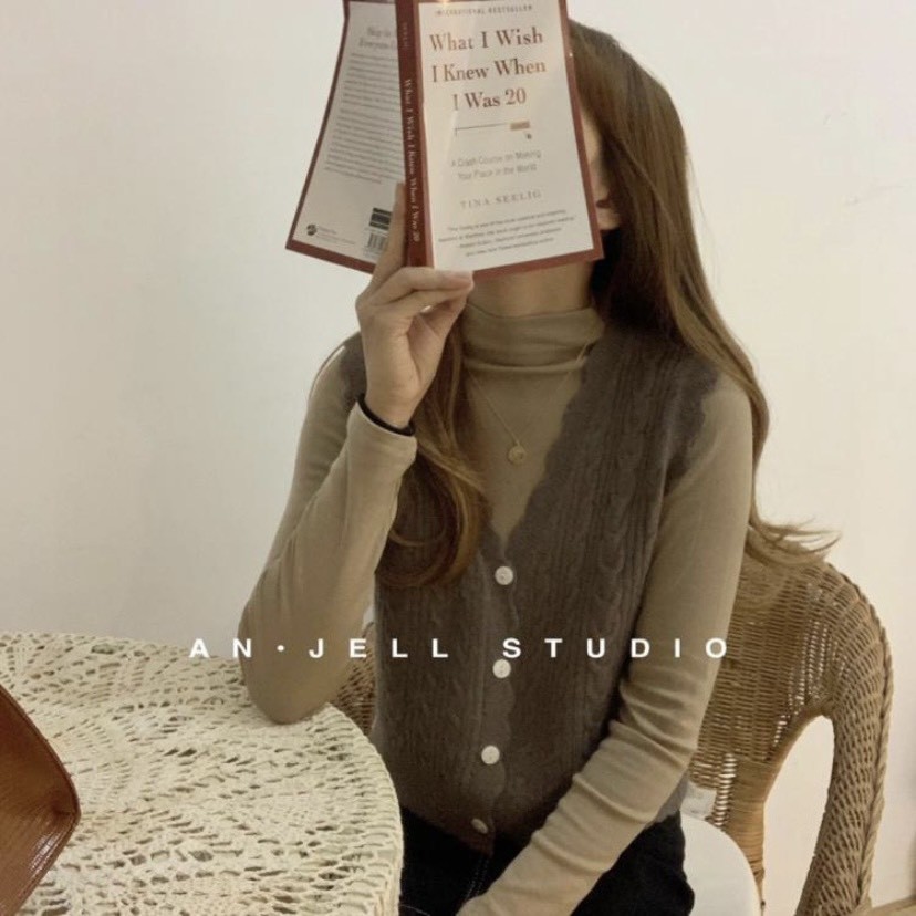 Áo gile len lượn sóng vặn thừng Ulzzang style  Hàng Quảng Châu