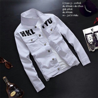 Áo khoác Jean nam trắng 
